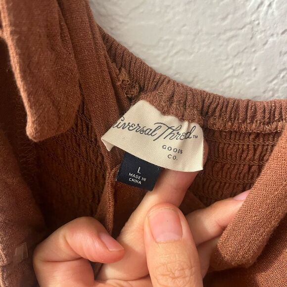 Universal Thread Brown Sleeveless Spaghetti Strap Slip Jumpsuit/Overalls - Picture 5 of 10